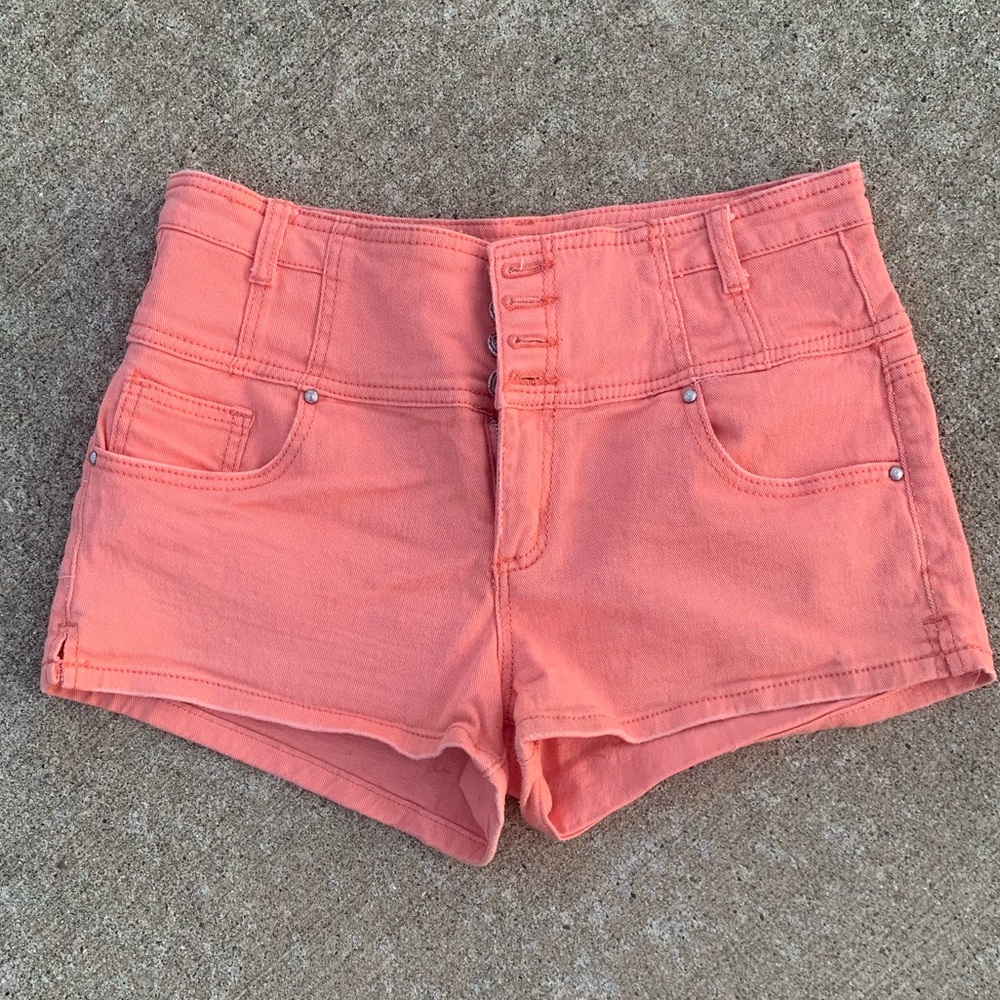 High Waisted Coral Jean Shorts